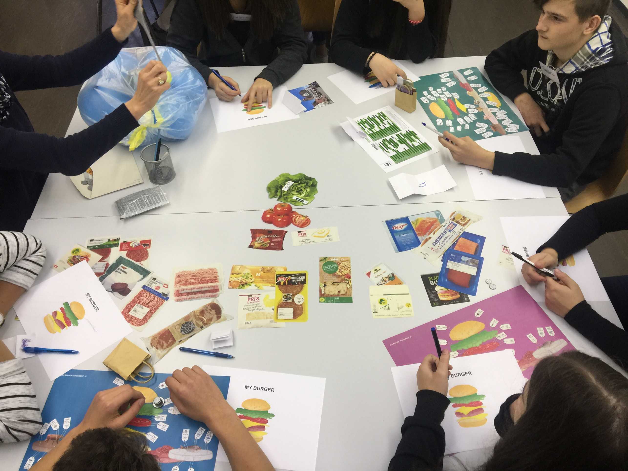 Enlarged view: Students playing the "Burger game"