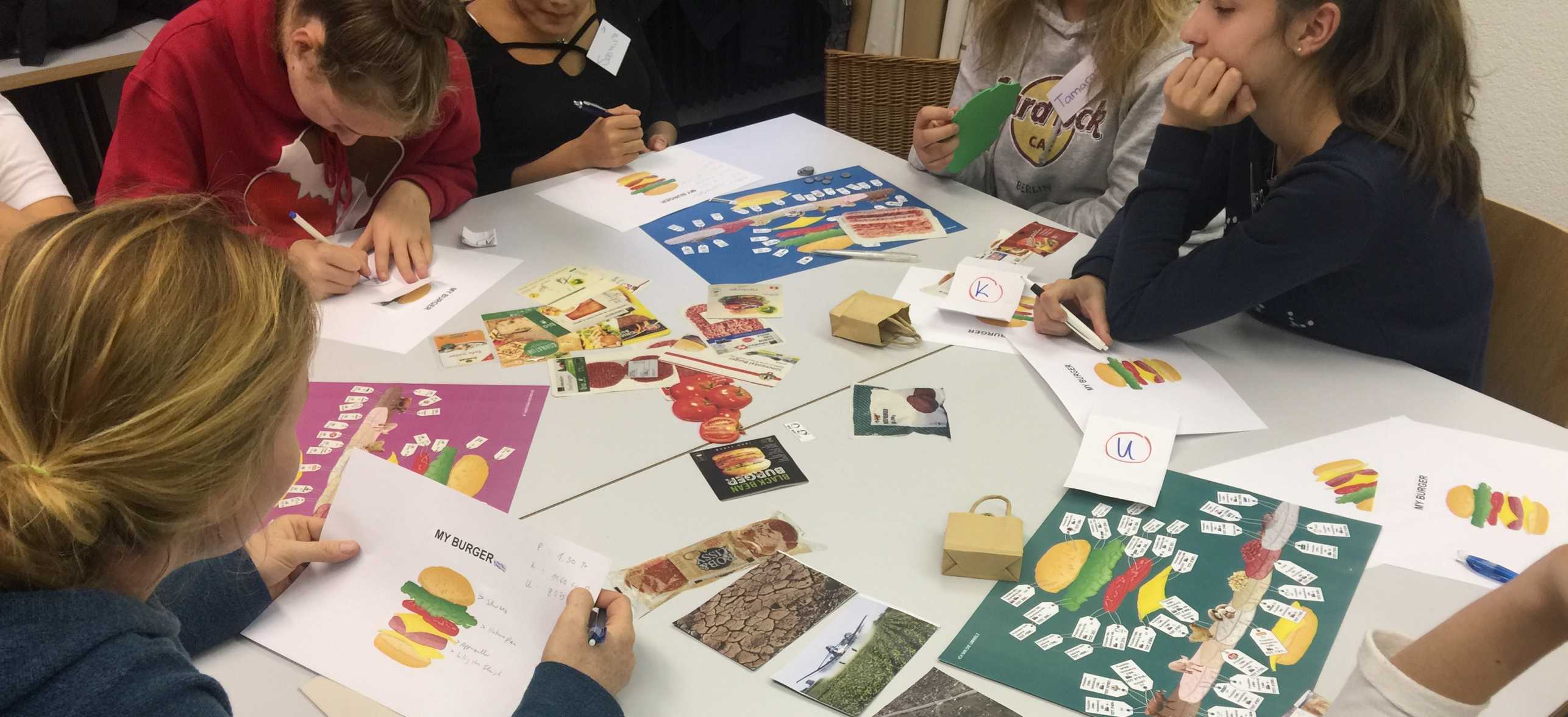 Enlarged view: Students playing the Burger Game