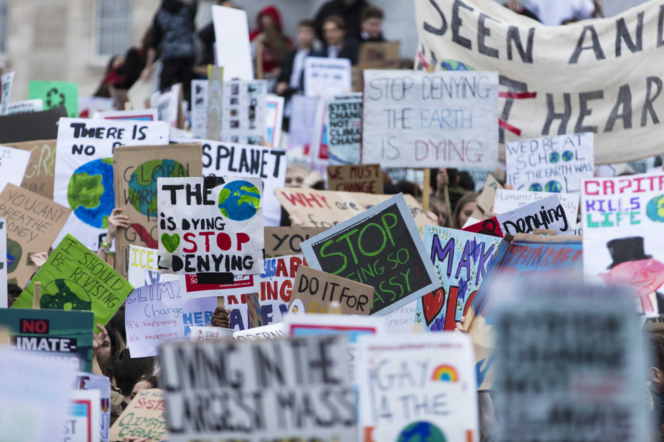 Climate protest banners